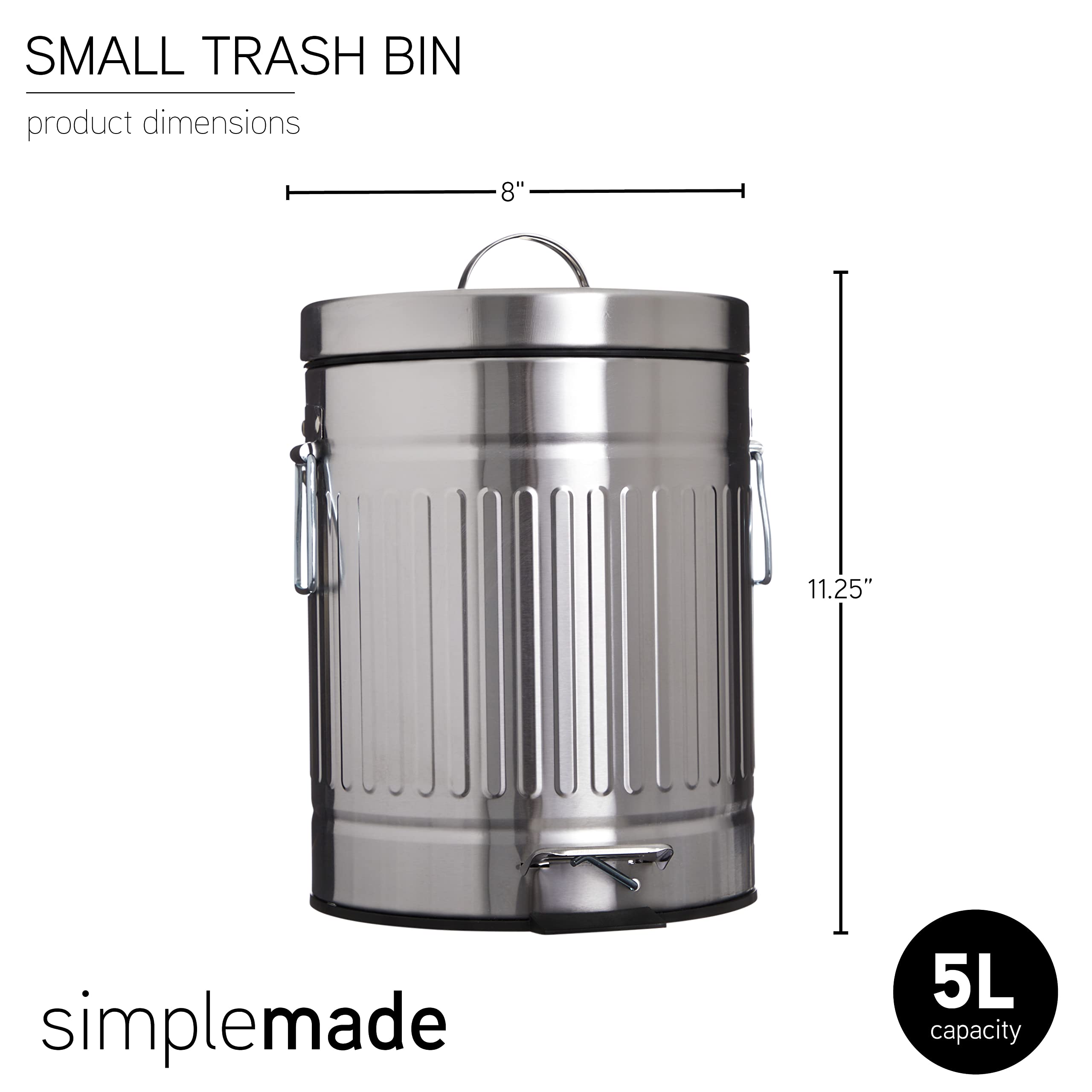 Amazon.com: SIMPLEMADE Round Step Trash Can - 5 Liter / 1.3